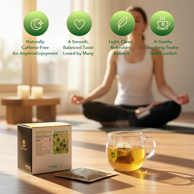 Soilmount - Burdock Root Tea - Pure Herbal Tea - Natural, Organic, Non-GMO, Clean Ingredients, Caffeine Free (18 Tea Bags, Box 1)