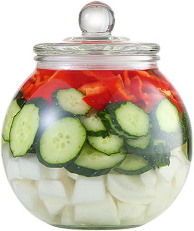 Fermentation Jar, Kimchi Jar Containers, 2500ml Clear Glass Fermenting with Lid Large Pickling Jars, Fermentation Crock for Pickles Kimchi, Sauerkraut, Grains, Dried Fruits