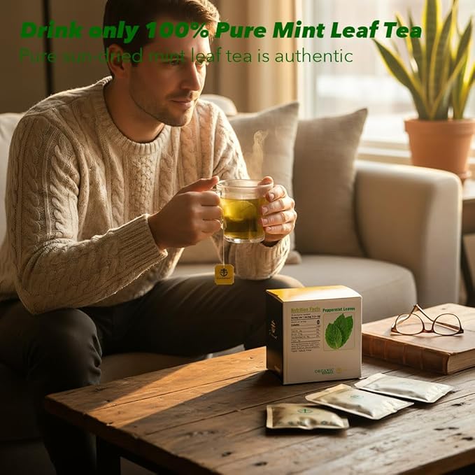 Soilmount - Peppermint Leaf Tea - |Mint leaf tea|Bohe|薄荷|박하| - Pure Herbal Tea - Natural, Organic, Non-GMO, Clean Ingredients, Caffeine Free (18 Tea Bags, Box 1)