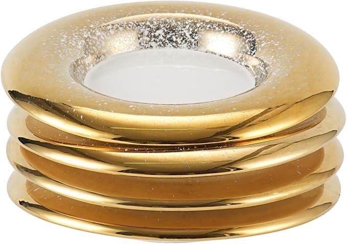8-inch Ballet Plate Set of 4, Starburst Design Gold & Silver Accent Dinner Plates, 20cm Food-Safe Porcelain for Fine Dining & Gifting