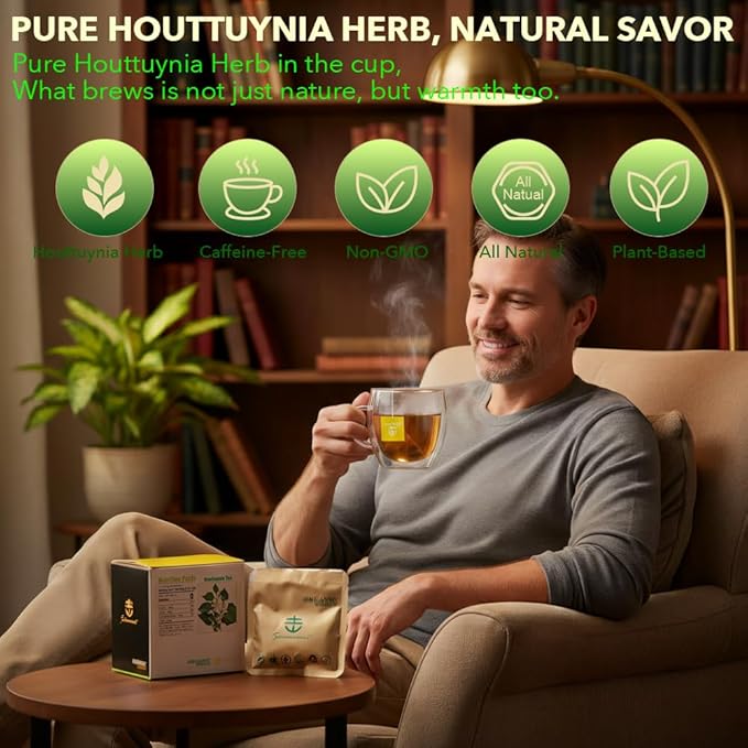 Soilmount - Houttuynia Cordata Tea - |Dokudami|Yuxingcao|鱼腥草|어성초| - Pure Herbal Tea - Natural, Organic, Non-GMO, Clean Ingredients, Caffeine Free (18 Tea Bags, Box 1)