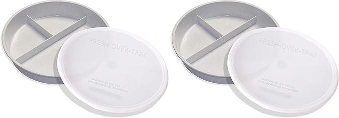 Rehabilitation Advantage High Sided Partitioned Dish with Lid, Gray (Pack of 2)