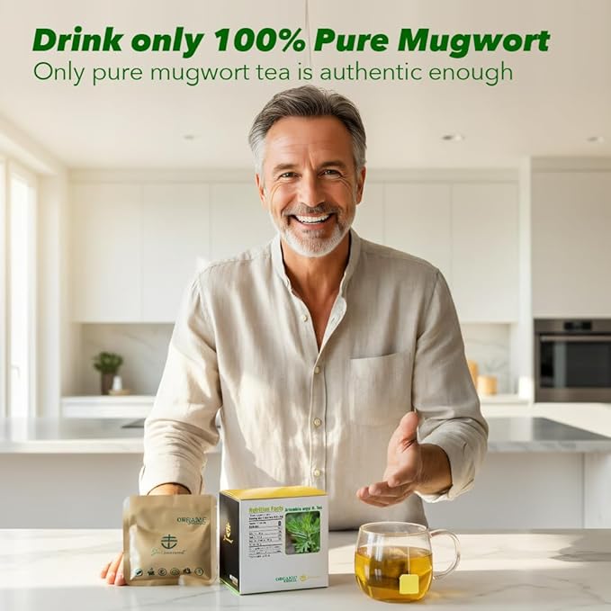 Soilmount - Chinese Mugwort Tea - |Artemisia Argyi|Ai Ye|艾葉|艾蒿| - Pure Herbal Tea - Natural, Organic, Non-GMO, Clean Ingredients, Caffeine Free (18 Tea Bags, Box 1)