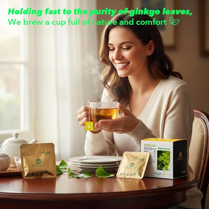 Soilmount - Ginkgo Leaf Tea |Ginkgo Biloba|Yin xin ye cha|Herbal Tea - 18 Tea Bags per Box, Naturally Refreshing, Ideal for Daily Enjoyment