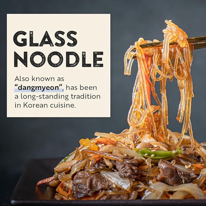 Chung Jung One Korean Sweet Potato Glass Noodle, Non GMO (Gluten Free), Vegan, No Sodium, No Sugar 3.5oz (100g), 4 PACK