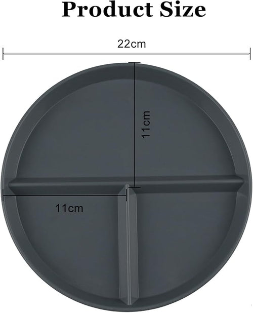 Unbreakable Divided Plate, 9 Inch Portion Control Plate,Dinner Plates for Healthy Eating and Bariatric Diet Divided Plates for Adults, 2Pcs Gray