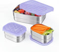 Tanjiae Small Stainless Steel Lunch Containers for Kids | Leak Proof BPA Free Snack Containers with 100% Pure Silicone Lids - Perfect Metal Lunch Box with Lids for School and Daycare (25oz+8oz*2)