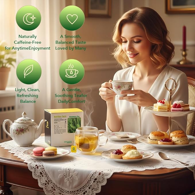 Soilmount Organic Rosemary Tea Bags | Mi Die Xiang – 18 Tea Bags per Box, Naturally Flavored, Promotes Health and Relaxation