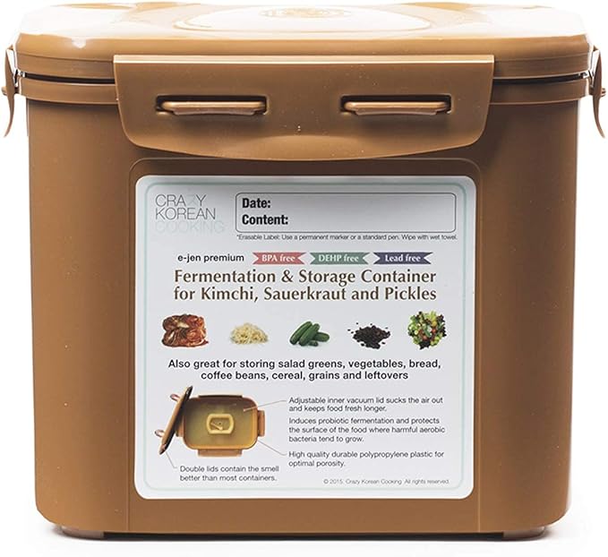 Authentic Crazy Korean Cooking Kimchi Container 0.9 Gal (3.4L) 2 PACK