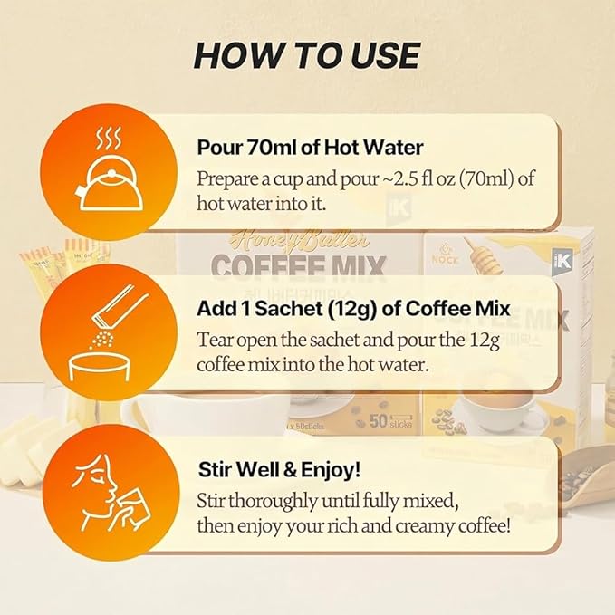[Nokchawon] Honey Butter Coffee Mix, Sweet & Creamy Korean Instant Latte, Unique Gourmet Flavor for Office & Travel, 20 Sticks