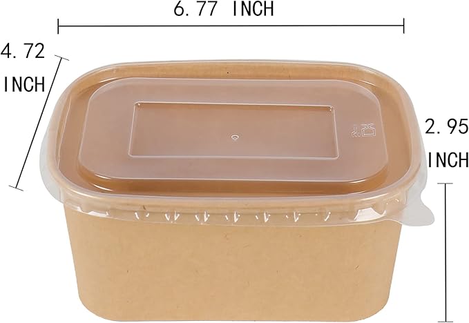 34 oz Disposable Kraft paper salad bowls with lids, Food containers Soup Bowls Party Supplies Treat Bowls 50 Pack