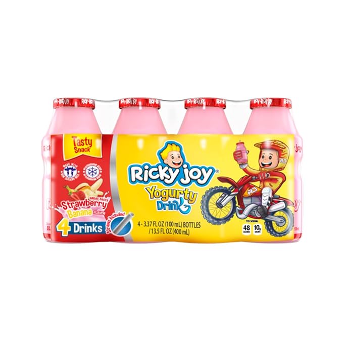 Ricky Joy® Yogurty Drink, 3.37 fl oz each., 24 Bottles Strawberry Banana (Pack of 24)