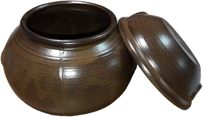 29.75ounce(5.82inches,880cc) Korean Traditional Table Earthenware Compact Size Pottery Pot Jar Hangari with Lid