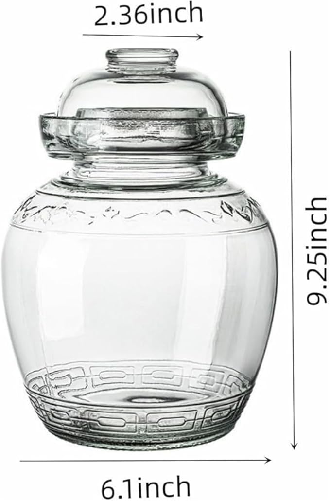 Glass Pickle Jar 2.5L Fermentation Jar Crock, Traditional Canning Jar Kimchi Containers with Water Seal Airlock Lid for Fermenting Pickles, Wine Brewing, Sauerkraut and Vegetables