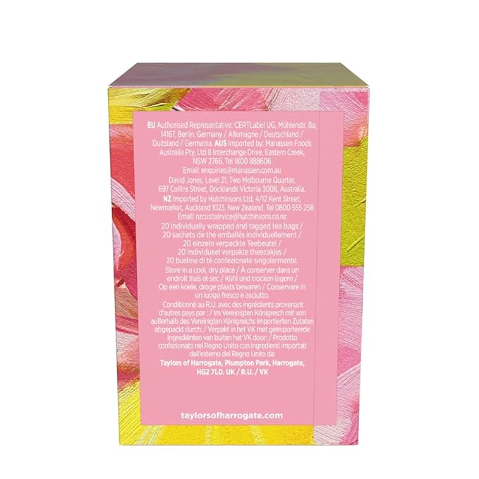 Taylors of Harrogate Rose Lemonade Infusion Individually Wrapped Bags, 20 Count (Pack of 6), Zingy, Refreshing and Fragrant, Caffeine-Free, Enjoy Hot or Iced, 120 Teabags Total