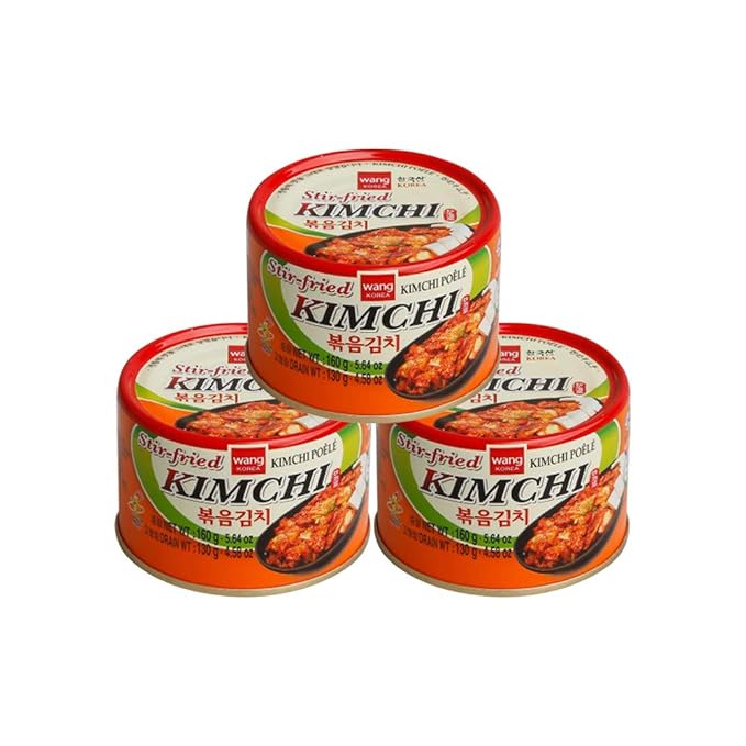 Korean Stir Fried Kimchi, Authentic Canned Napa Cabbage Original Tasteful Stir-Fry Kim Chi, Vegan Gluten Free No Preservatives - 5.64 oz/can (3 Count)