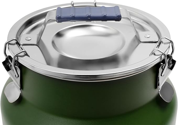Sealed Rice Storage Container, 12L/3gal Stainless Steel Kitchen Food Storage Bin with Lids Locking Clamp, Airtight Canisters Container for Flour Rice Cereal Grain Coffee Bean (Green)