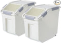 HANAMYA 10 Liter / 20 lbs Rice Storage Container with Measuring Cup, BPA free, For Rice | Grain | Pet Food | Flour, 2 count, White