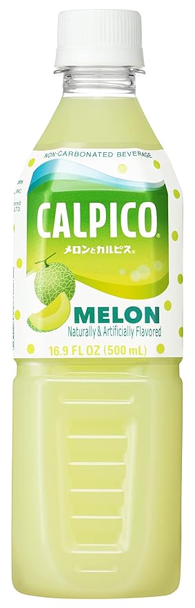 CALPICO Melon – Smooth, Creamy & Refreshing Non-Carbonated Beverage, Sweet and Tangy, Japanese Lactic Acid Drink, 16.9 Fl oz (Pack of 6)