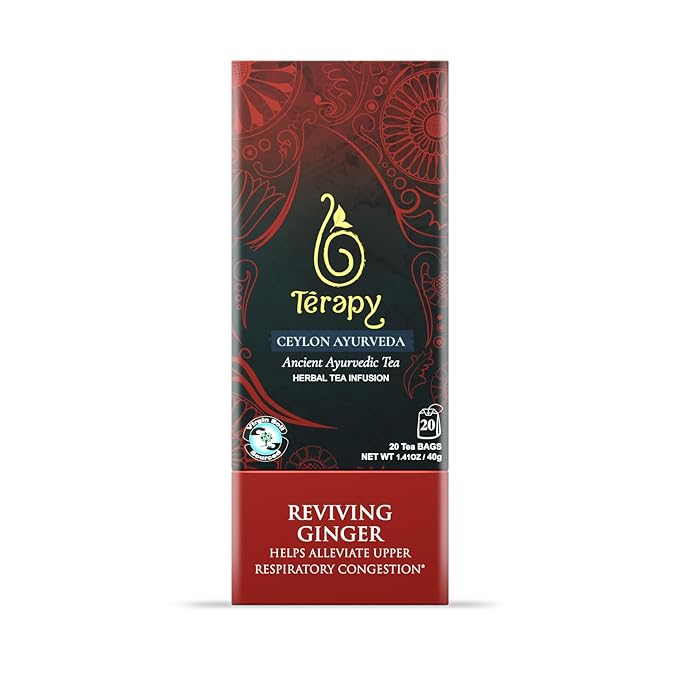 TERAPY Ceylon Ginger and Honey Tea – Premium Blend of Organic Ginger, Wild Bee’s Honey, Ashwagandha, and Lemongrass – Honey Citron Tea Bags for Digestive Wellness Immunity and Daily Vitality – 20 Bags