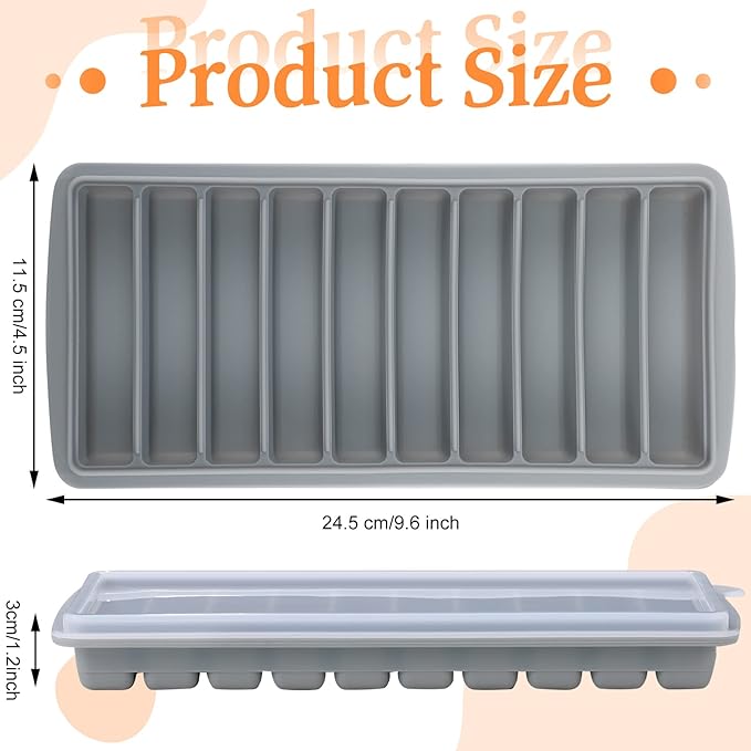 Eaasty 2 Pieces Breastmilk Storage Container Baby Food Milk Silicone Freezer Trays with Lid Breastmilk Freezer Tray Organizer Ice Trays Silicone Storage Bag Tray 10-1 oz Bars(Gray)