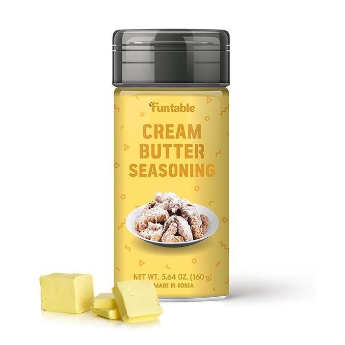 Funtable Cream Butter Seasoning (5.64 oz, 160g) - Sweet & Creamy Butter Flavor Powder, Easy to Use Perfect Seasoning for Chicken, Nuggets, Popcorn, Nachos & More.