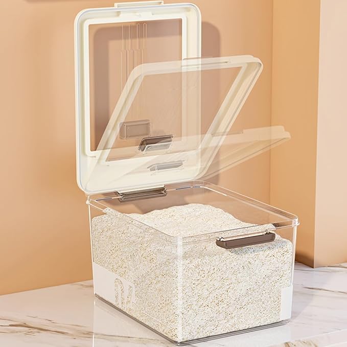Flour Storage Container 20 lbs + 30 lbs Airtight Rice Dispenser with Lids, BPA Free, kitchen organizers for Flour, Rice, Grain, 50LBS Total
