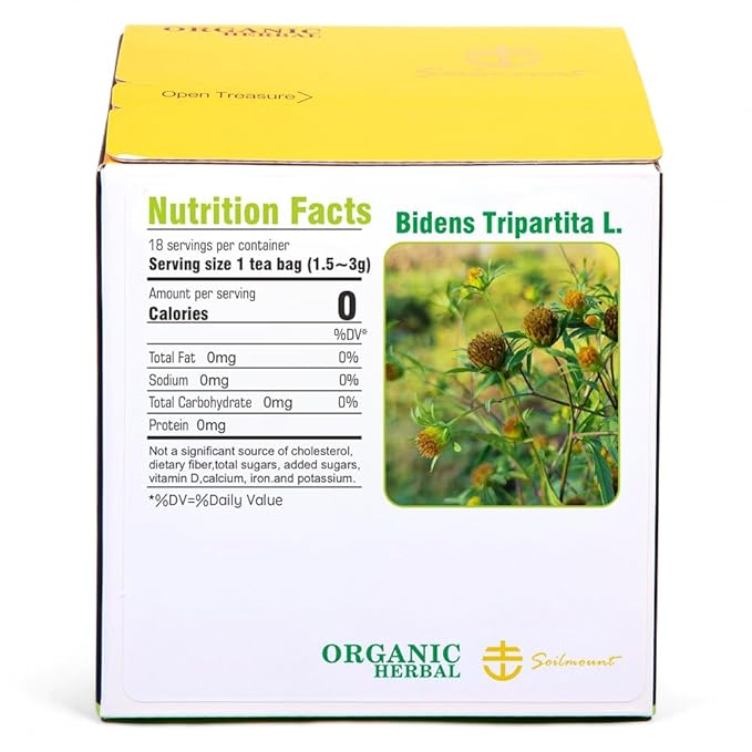 Soilmount - Beggarticks Tea - |Bidens Tripartita|Trifid Bur-marigold|Bidens Tripartita L.|Trifid Bur-marigold|Gui Zhen Cao|鬼针草|귀신침 초| - Pure Herbal Tea - Natural, Organic, Non-GMO, Clean Ingredients, Caffeine Free (18 Tea Bags, Box 1)