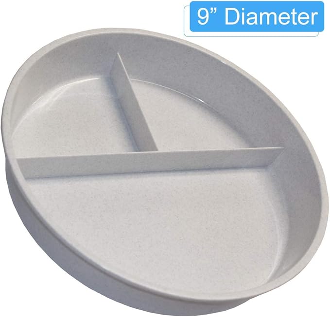 Rehabilitation Advantage High Sided Partitioned Dish with Lid, Gray (Pack of 4)