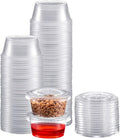 Zeml Portion Cups with Lids (3.25 Ounces, 100 Pack) | Disposable Plastic Cups for Meal Prep, Portion Control, Salad Dressing, & Medicine | Small Plastic Condiment Container