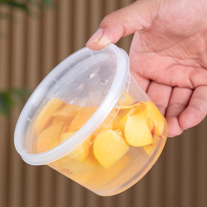 8 oz Clear Plastic Condiment Cups - 48-Pack with Lids, Airtight Small Food Containers, BPA-Free, Dishwasher Safe