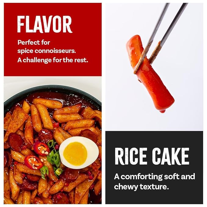 O’Food Tteokbokki Korean Rice Cakes – [Sweet Chili | Pack of 2] – Gluten-Free (Except BBQ), Healthy/ Savory/ Bold/ Fiery, 0 Cholesterol/ 0 Trans Fat/ No MSG/ No Corn Syrup, Spicy Street Snack, Ready in Minutes