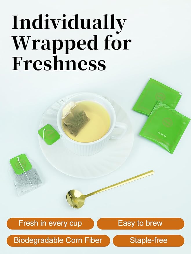CO-OP 1950 Yellow Tea Bags, Smooth & Mellow Taste, Warm Corn & Chestnut Aroma, Traditional Chinese Yellow Tea, Unique Yellowing Process, 20 Count