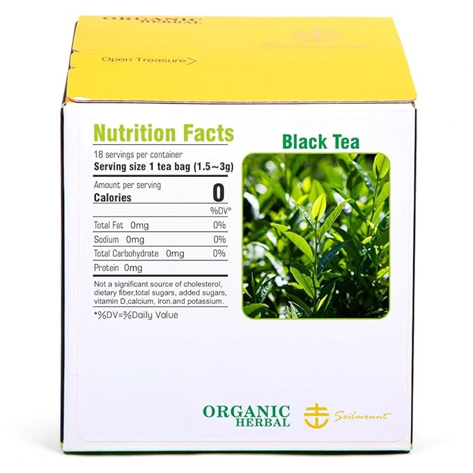 Soilmount - Keemun Black Tea - Chinese Black Tea - Pure Herbal Tea - Natural, Organic, Non-GMO, Clean Ingredients, Caffeine Free (18 Tea Bags, Box 1)