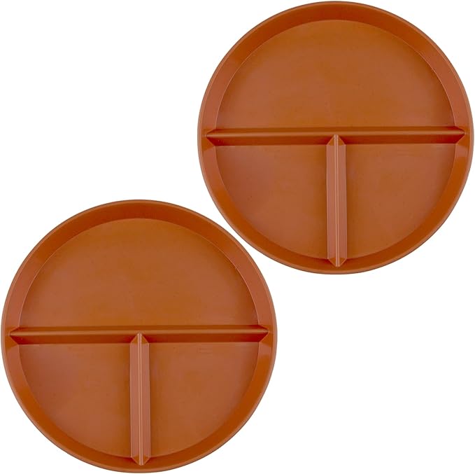 9 Inch Divided Plates for Adults, 2 Pcs Portion Control Plate, Reusable Dinner Plates Dishwasher and Microwave Safe (Color Orange)