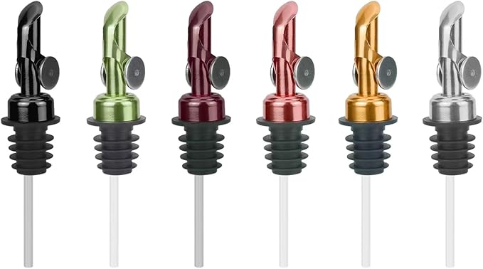Olive oil dispenser nozzle, stainless steel automatic opening and closing nozzle, leak proof, suitable for olive oil, vinegar, wine, and other liquid bottles (green 2 pcs)