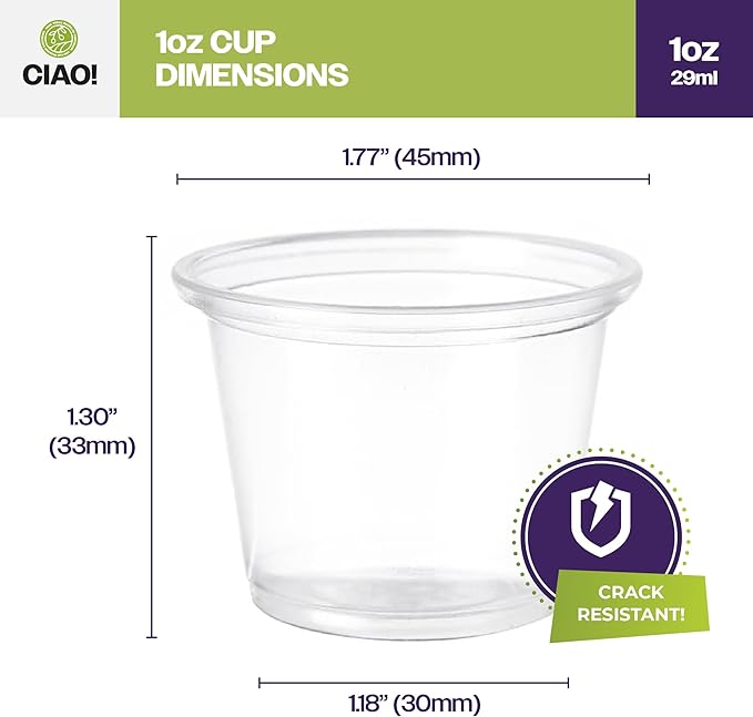 CIAO! 1OZ PP Clear Portion Cup,Lids Sold Separately (Case of 2,500)