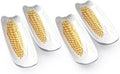 Cinf Ceramic Corn Cob Holders 8.8" Corn Dishes Set of 4 Trays Non-slip Bottom Microwave Dishwasher Oven Safe (Champagne Gold)