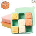 Silicone Freezer Tray with Lid, Food Storage Container for Homemade Baby Food, Vegetable, Fruit Purees, Breast Milk Feeder & Mini Nibble Combo, Breastmilk Popsicle Molds, 3 Pack (S)