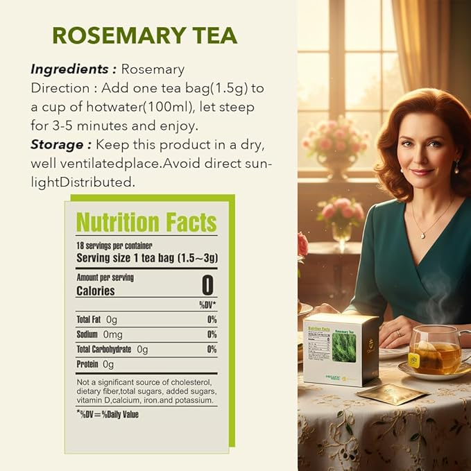 Soilmount Organic Rosemary Tea Bags | Mi Die Xiang – 18 Tea Bags per Box, Naturally Flavored, Promotes Health and Relaxation