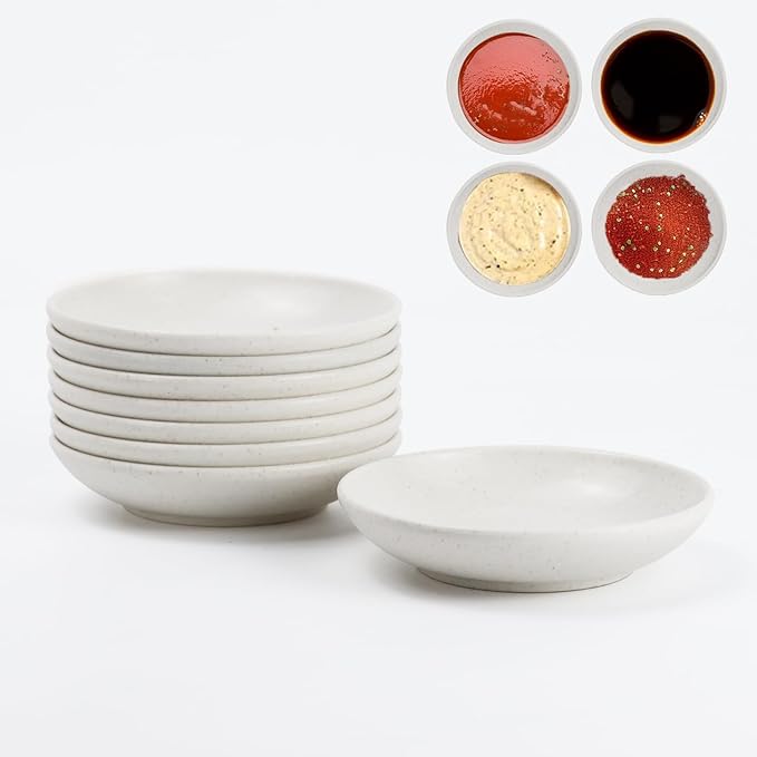 PYRMONT Wheat Straw Dip Bowls 2 OZ Dipping Sauce Bowls Set of 8 Unbreakable Sauce Bowls for Ketchup,Salsa,Microwave & Dishwasher Safe Condiment Bowls for Kitchen,BBQ,RV,Party-White