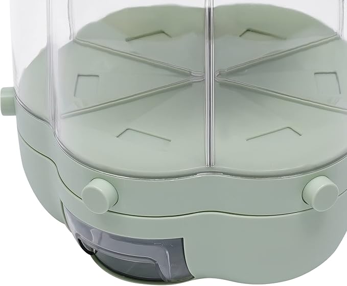 Grain Storage Container Dispenser, 6 Grids rice dispenser rotating, 360° rotating food dispenser One-Click Output rice Storage Round Grain Dispenser Kitchen (Matcha Medium 1.53kg)