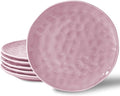 HOMBENE Dessert Plates 8 Inches Set for 6, Sun-glitter Style, Porcelain Dinner Plate, Salad Plates Snacks Plate for Kitchen, Dreamy Sakura Pink, Microwave & Dishwasher Safe, Dinnerware Set