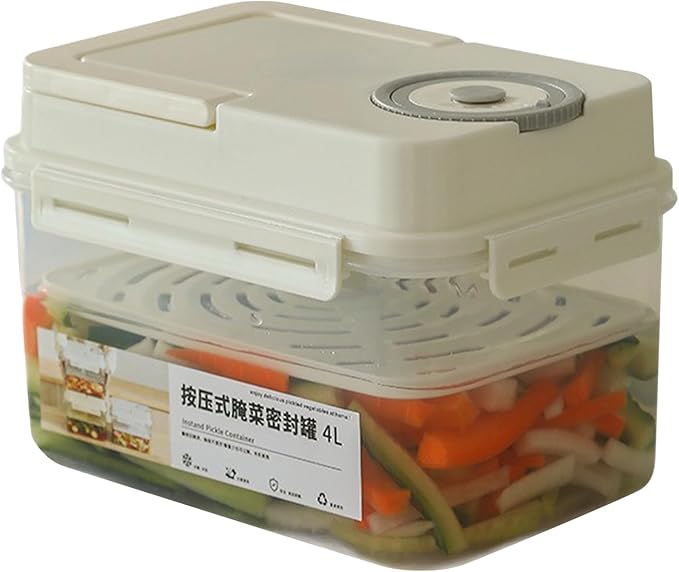 Fermentation Container for Pickles | Korean Pickle Jar 4 Liters with Closure | Fermenting Jar for Vegetables - for Cooking, Kitchen, Home, Refrigerator, Despen