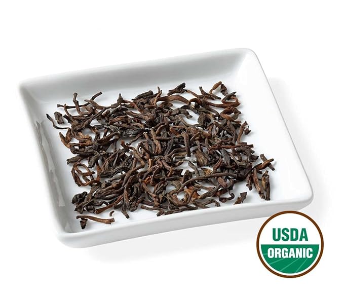 Golden Moon Tea Organic Pu-erh Aged Black Tea - Loose Leaf, Non GMO - 1 Pound (192 Servings)