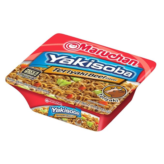 Maruchan Yakisoba, Teriyaki Beef Flavor – Stir-Fried Japanese Instant Ramen Noodles, High Protein Microwavable Meal – 4 Oz. (8 Pack)