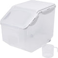 HANAMYA Food Storage Container with Measuring Cup, BPA free, 50-Cup, For Rice | Grain | Pet Food | Flour, Clear & Off White
