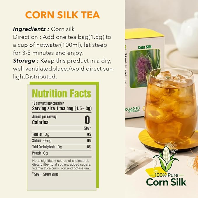 Soilmount - Corn Silk Tea - |Corn Stigma Tea|Yu mi xu|玉米须|옥수수 수염| - Pure Herbal Tea - Natural, Organic, Non-GMO, Clean Ingredients, Caffeine Free (18 Tea Bags, Box 1)