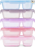 Ello Snap & Nest 10-Piece 3 Cup Plastic Divided Meal Prep Set, Reusable Food Containers for Healthy Eating, Freezer, Dishwasher Safe, Berry Fields