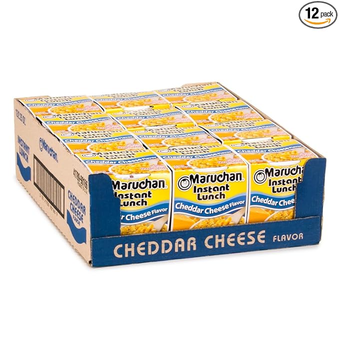 Maruchan Instant Lunch Ramen Noodles, Cheddar Cheese Flavor – Japanese-Style Instant Noodle Soup, Easy Meal Ready in 3 Minutes – 2.25 Oz. (12 Pack)